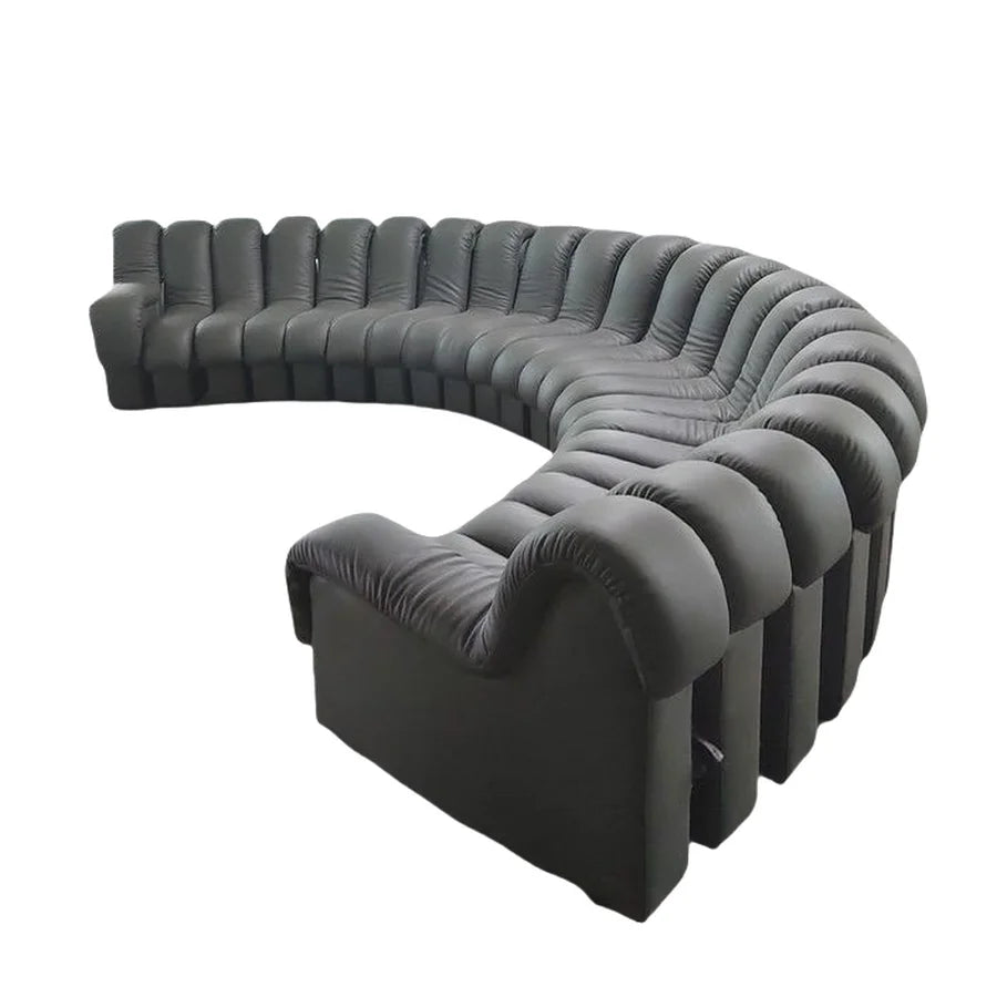 Luxurious Modular Curved Sofa: Faux Leather, Sectional, Snake Bone Design