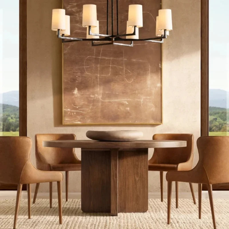 Premium Solid Oak Round Dining Table & Chair Set, Custom Sizes