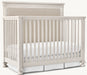 Elegant Convertible Baby Crib: Upholstered Headboard, Distressed Mahogany Wood Nursery