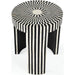 Hand-Cut Bone Inlay Round Coffee Table - Black & White Accent