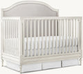 Elegant French Style Convertible Baby Crib Handcrafted Mahogany Wood Distressed White Nursery Furniture