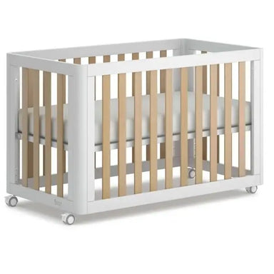 Modern Convertible Baby Crib Natural Wood Nursery Cot for Infants Toddlers