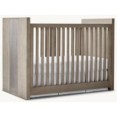 Premium Teak Wood Baby Crib with Mirrored Panel, Handcrafted Nursery Furniture