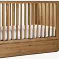 Durable Teak Convertible Baby Crib with Storage Drawer - Safe Design