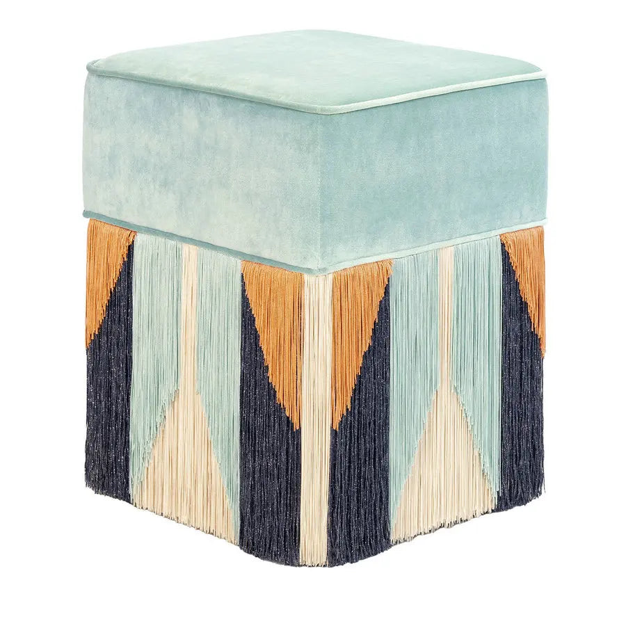 Elegant Velvet Storage Ottoman Pouf Footstool with Fringes for Modern Resorts