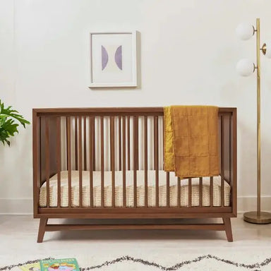 Premium Mid-Century Modern Solid Mahogany Wood Convertible Baby Crib Nursery Cot