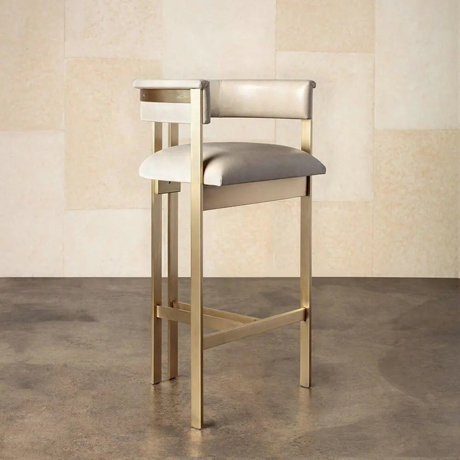 Luxurious Italian Modern Kitchen Counter Barstool with Gold Metal Base