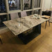 Modern Extendable Ceramic Top Dining Table, Space-Saving Metal Rectangular Restaurant Set