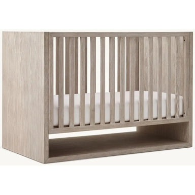 Premium Indonesian Teak Convertible Baby Crib Modern Weathered Grey Nursery Cot with Storage