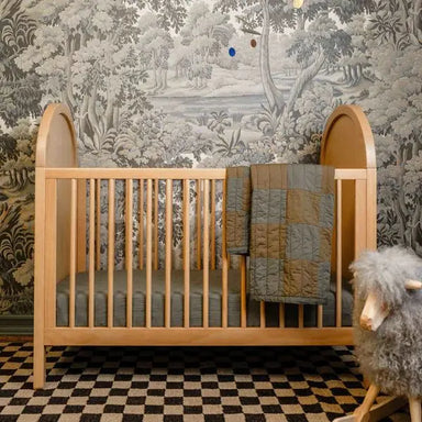 Premium Handcrafted Solid Teak Wood Baby Crib Nursery Cot with Arched Design