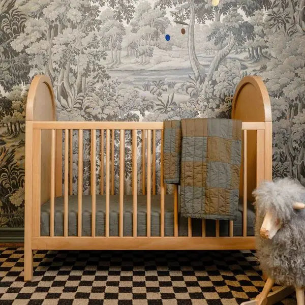 Premium Handcrafted Solid Teak Wood Baby Crib Nursery Cot with Arched Design