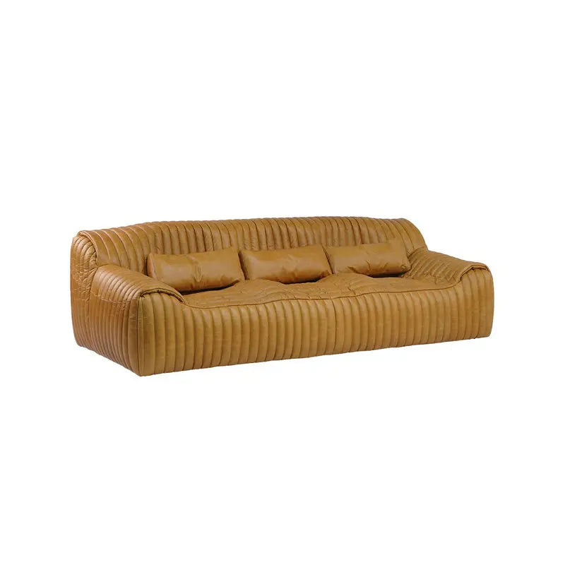 Italian Modern Luxury Modular Sectional Living Room Sofa, Tanned Leather