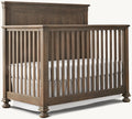 Premium Teak Wood Convertible Baby Crib - Craftsman Dark Brown Durable Infant Cot