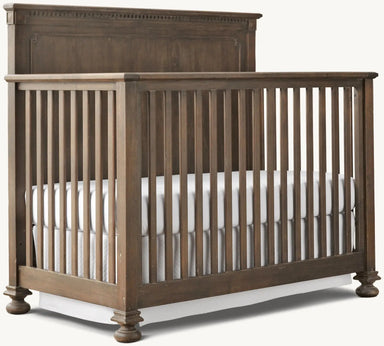 Premium Teak Wood Convertible Baby Crib - Craftsman Dark Brown Durable Infant Cot