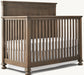 Premium Teak Wood Convertible Baby Crib - Craftsman Dark Brown Durable Infant Cot