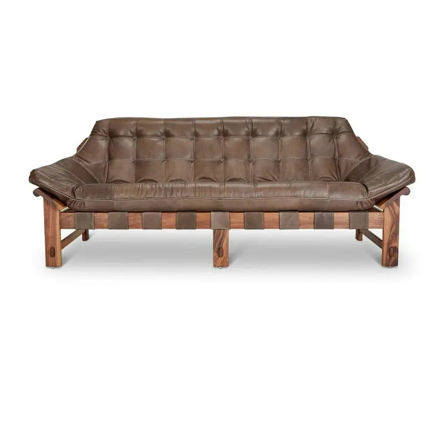 Modern Luxury Italian Full Grain Leather Loveseat Sofa for Living Room