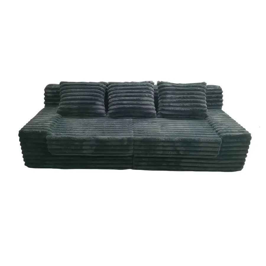 Modern Empty Corduroy L-Shape Bubble Sofa, Compressed for Hotel Comfort