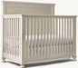 Luxury Antique White Solid Mahogany Convertible Baby Crib with Ornate Headboard