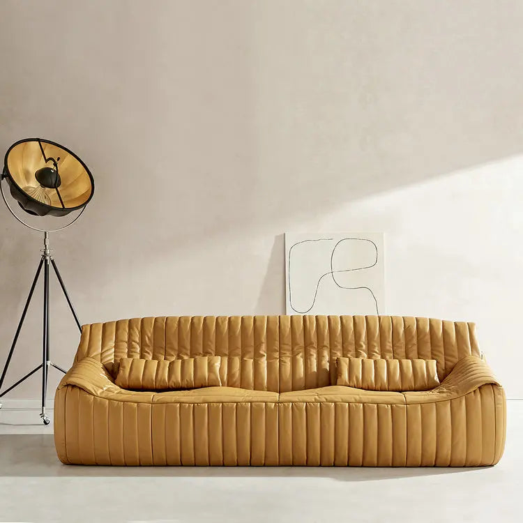 Italian Modern Luxury Modular Sectional Living Room Sofa, Tanned Leather