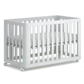 Modern White Convertible Baby Crib with Casters - Premium Mahogany Wood Infant Cot