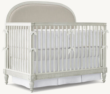 Luxurious Handcrafted French Style Mahogany Baby Crib with Upholstered Headboard