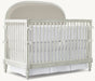 Luxurious Handcrafted French Style Mahogany Baby Crib with Upholstered Headboard