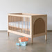 Durable Teak Wood Baby Crib - Modern Arched Panel Nursery Cot
