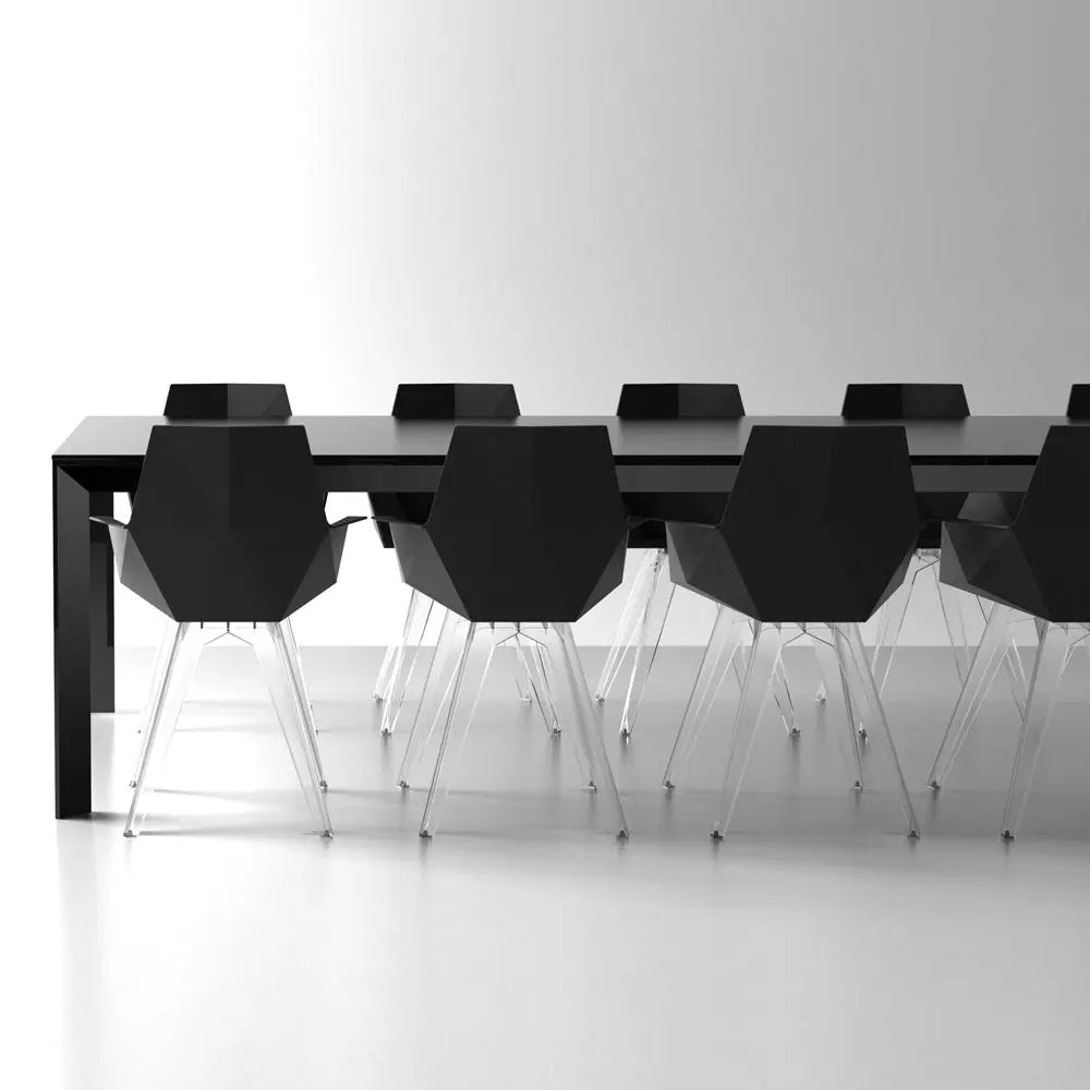 Modern Durable Rectangular Dining Table, HPL Laminated Top, Sturdy Metal Frame