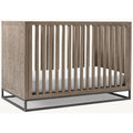 Premium Teak Wood Modern Convertible Baby Crib with Industrial Metal Base