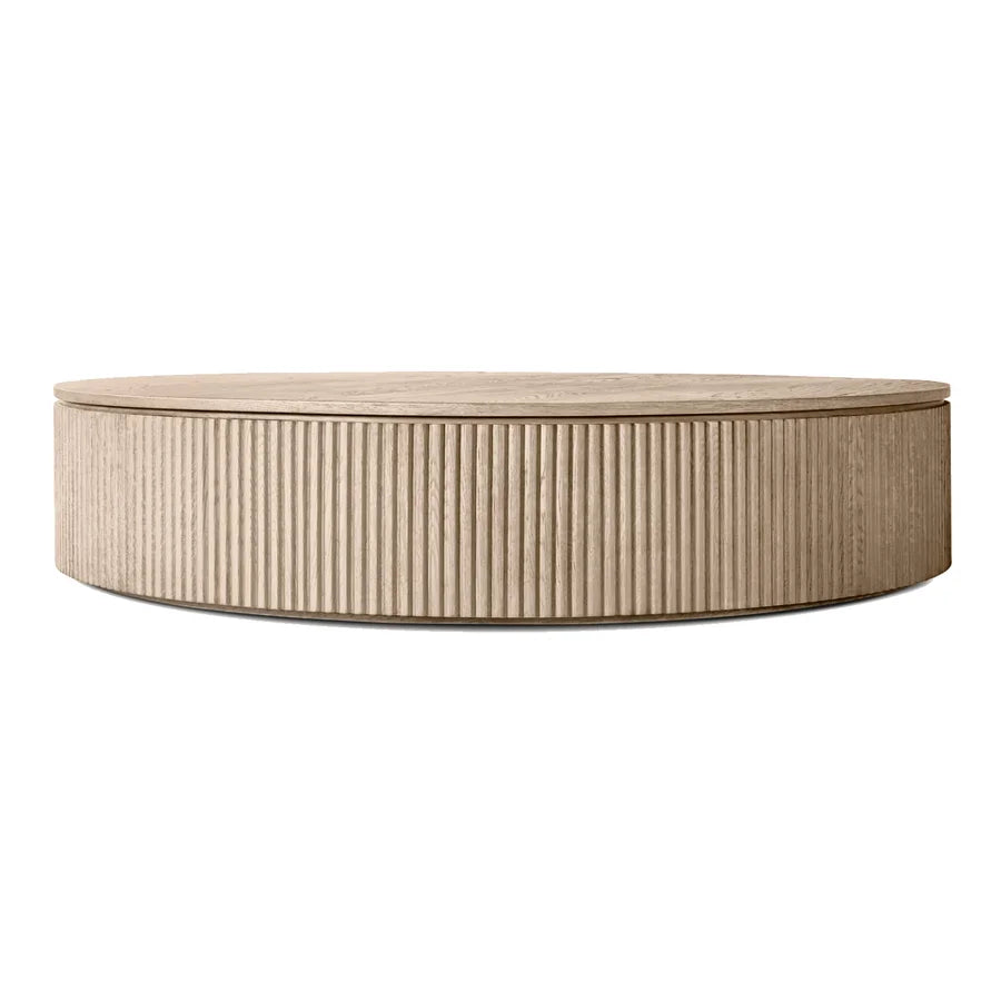 Modern Black Round Solid Wood Coffee Table for Living Room