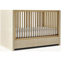 Premium Teak Wood Convertible Baby Crib, Linen Upholstery & Storage Drawer