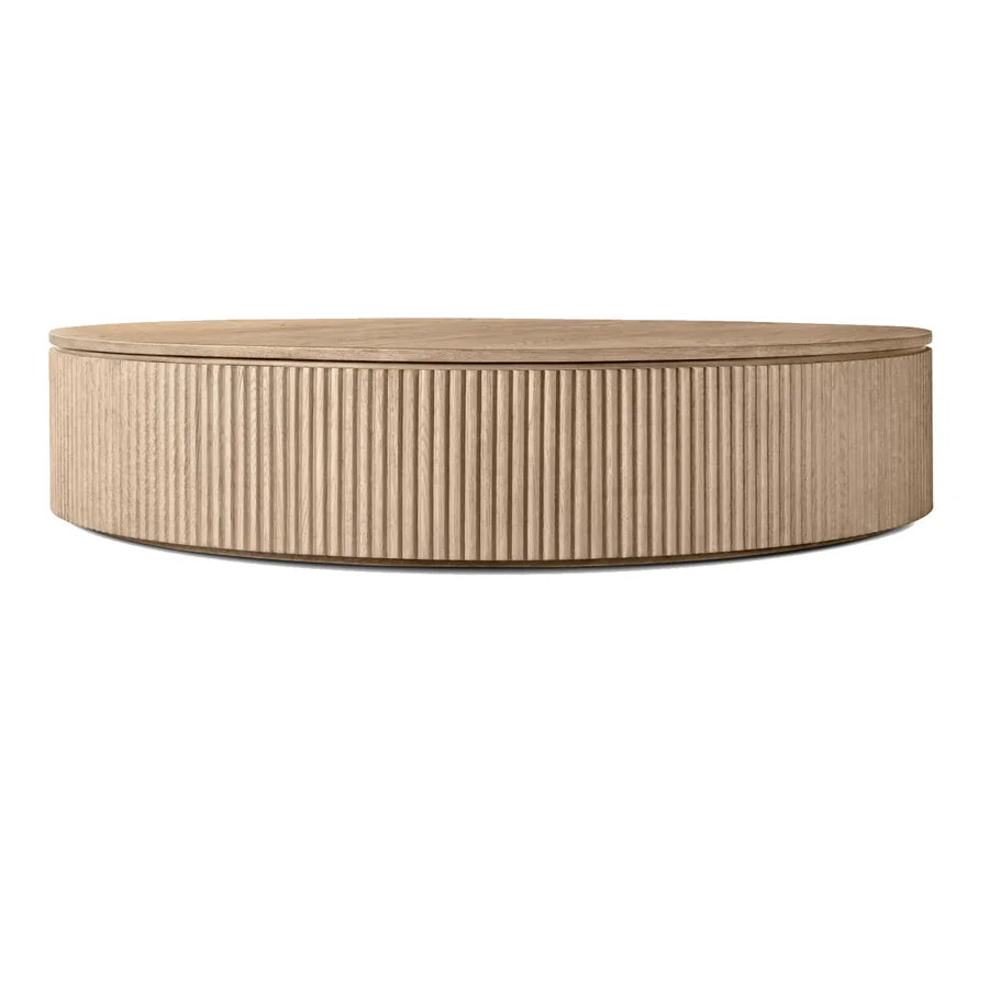 Modern Black Round Solid Wood Coffee Table for Living Room