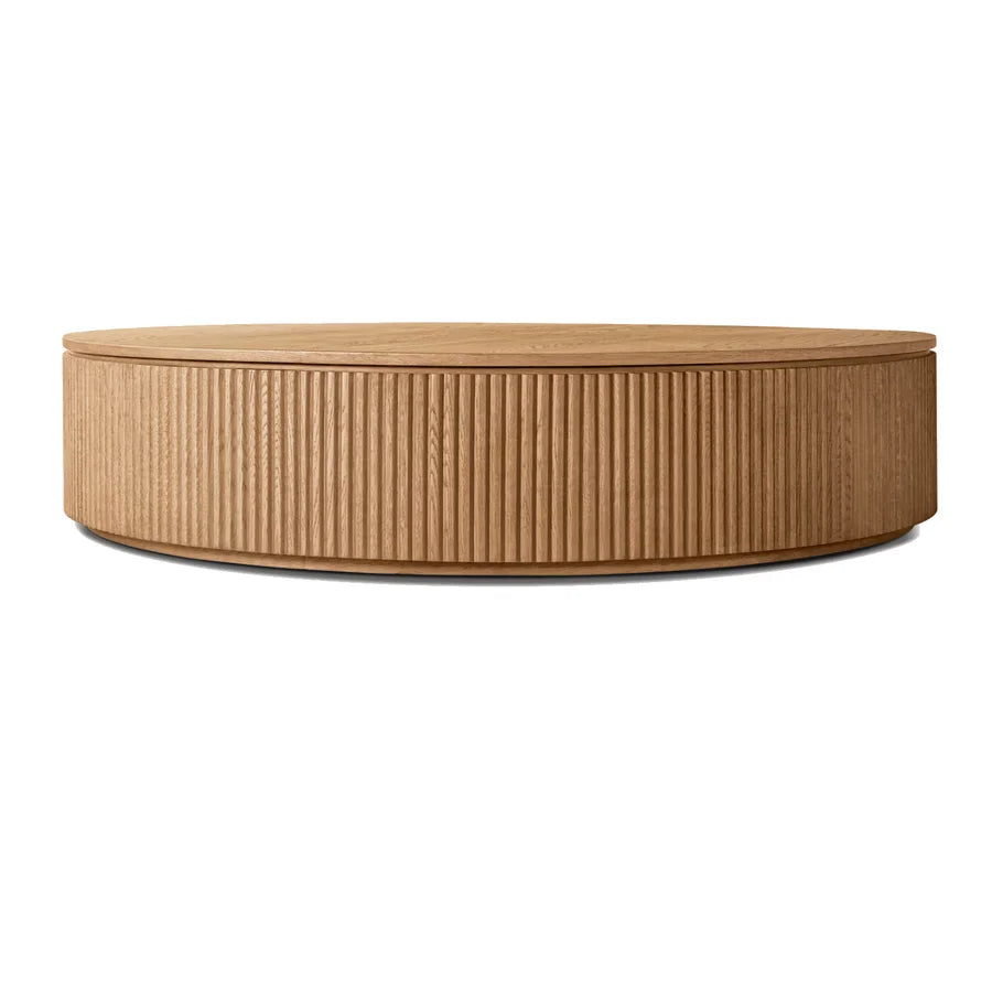 Modern Black Round Solid Wood Coffee Table for Living Room