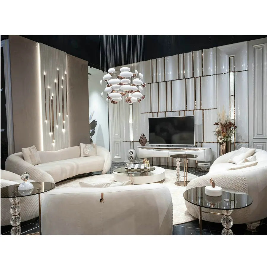 Luxurious Arabic Majlis Upholstered Velvet Three-Seater Fabric L-Shape Sofa