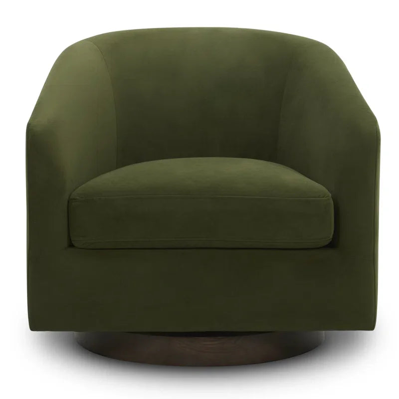 Cozy Swivel Barrel Accent Chair: Upholstered Wooden Living Room Single Sofa