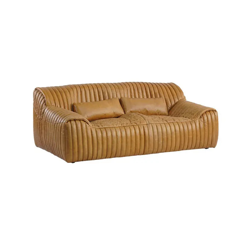 Italian Modern Luxury Modular Sectional Living Room Sofa, Tanned Leather
