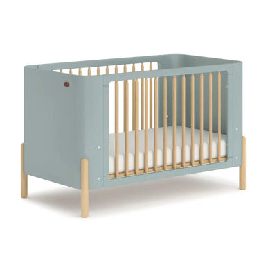 Stylish Mid-Century Teak Baby Crib: Adjustable Nursery Cot, Natural Wood Accents