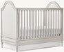 Elegant French Country Convertible Baby Crib, Hand-Carved Mahogany, Distressed White Finish