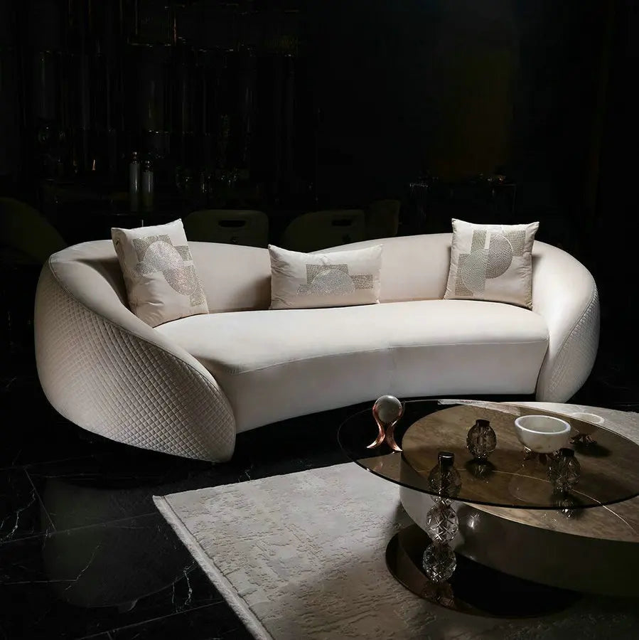 Luxurious Arabic Majlis Upholstered Velvet Three-Seater Fabric L-Shape Sofa