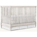 Handmade Distressed White Solid Mahogany Baby Crib - Classic Spindle Nursery Furniture