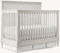 Handcrafted Distressed White Mahogany French Style Convertible Baby Crib with Carvings
