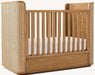 Premium Teak Wood Convertible Baby Crib, Handwoven Rattan, Integrated Storage