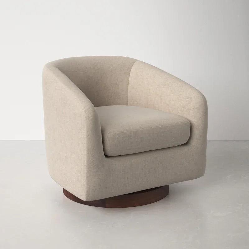 Cozy Swivel Barrel Accent Chair: Upholstered Wooden Living Room Single Sofa