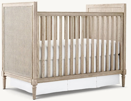 Artisanal Teak Wood Baby Crib: Hand-Woven Cane, Durable Nursery Cot