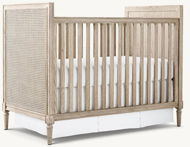 Artisanal Teak Wood Baby Crib: Hand-Woven Cane, Durable Nursery Cot