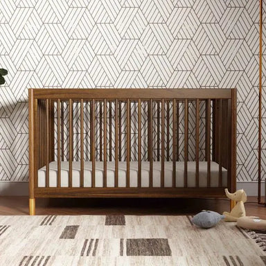 Premium Solid Teak Wood Baby Crib - Modern Infant Nursery Cot