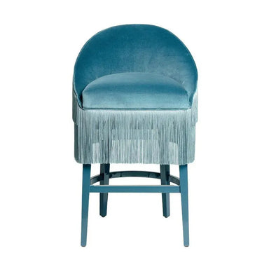 Elegant Nordic Velvet Bar Stool with Fringes, Gold Metal Base, Counter Bar Height