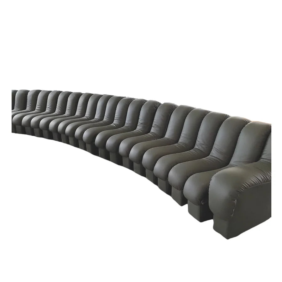 Luxurious Modular Curved Sofa: Faux Leather, Sectional, Snake Bone Design