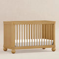 Modern Teak Wood Convertible Baby Crib, Adjustable Mattress, Safe Nursery Cot