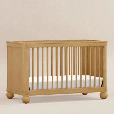 Modern Teak Wood Convertible Baby Crib, Adjustable Mattress, Safe Nursery Cot